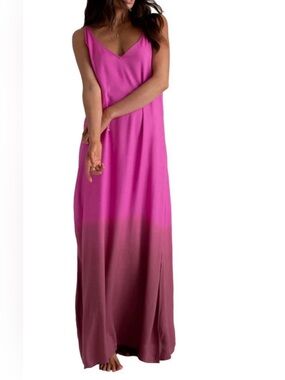 Billabong Pink to Rose Ombre V‑Neck Maxi Dress